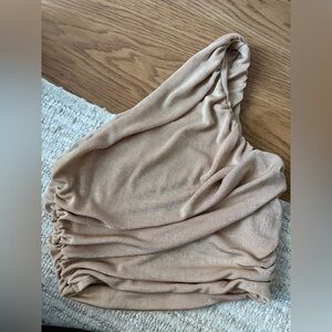 One Shoulder Gold Shimmer Crop Top